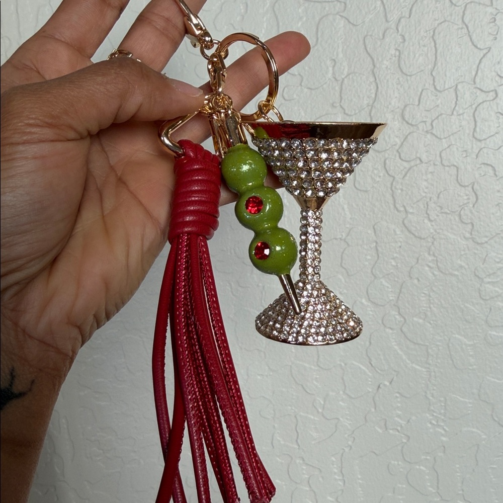 Rhinestone Martini Glass Keychain